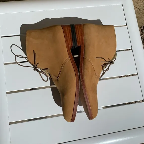 Nisolo lace up nude suede boots size 9
