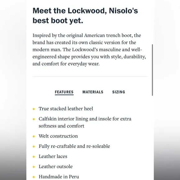 Nisolo Lockwood trench boot, leather, size 42