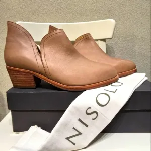 Nisolo Women's Tan 100% Leather Ankle Boots, Office, Casual,  NWT And Dustbag