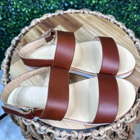 Nisolo x Anthropologie go to flatform sandals in brandy new in box
