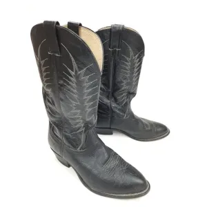 Nocona Black Bullhide Leather Cowboy Western Boots Men's size 9.5 E made in USA