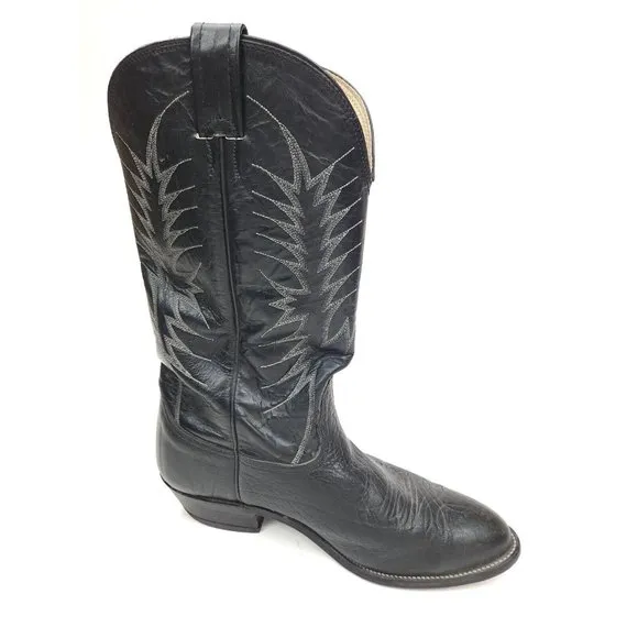 Nocona Black Bullhide Leather Cowboy Western Boots Men's size 9.5 E made in USA