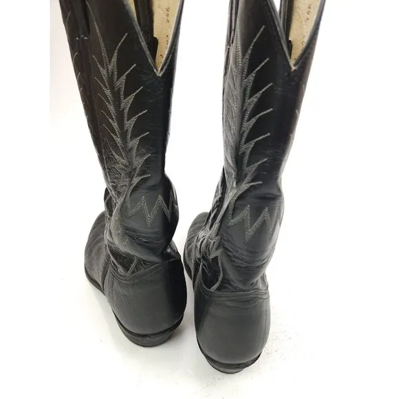 Nocona Black Bullhide Leather Cowboy Western Boots Men's size 9.5 E made in USA