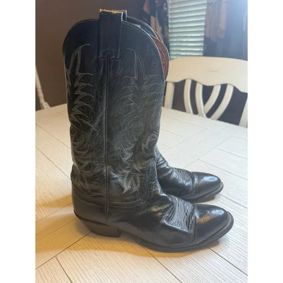 Nocona Men's Black Leather Cowboy Western Boots. Sz 9 D