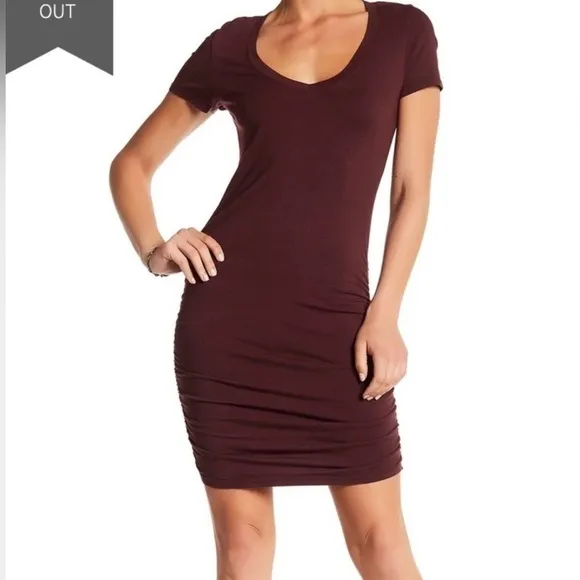 NTM Michael Stars Meleeka Stitchfix Burgundy Color Bodycon Style Dress Size L
