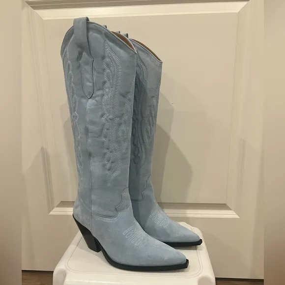 NWB Toral Fiona Premium Suede Western Boot-EU41 (10-10.5) Cielo/Negro