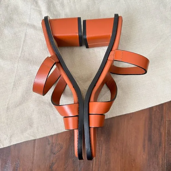 NWOB EVERLANE The Italian Leather Tourist Heel Sandals in Adobe Brown