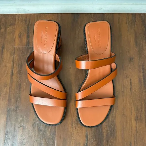 NWOB EVERLANE The Italian Leather Tourist Heel Sandals in Adobe Brown