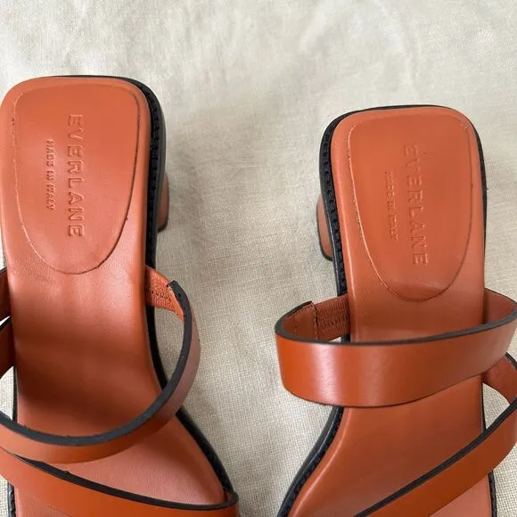 NWOB EVERLANE The Italian Leather Tourist Heel Sandals in Adobe Brown