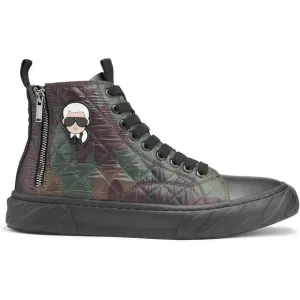 NWOB Karl Lagerfeld Paris Men's SHOES 10.5 Double Back Zip Quilted Camo Hi Top