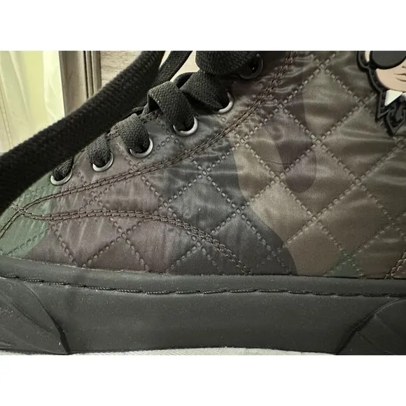 NWOB Karl Lagerfeld Paris Men's SHOES 10.5 Double Back Zip Quilted Camo Hi Top
