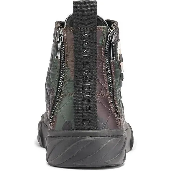 NWOB Karl Lagerfeld Paris Men's SHOES 10.5 Double Back Zip Quilted Camo Hi Top