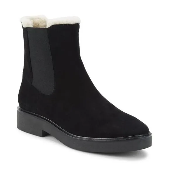NWOB Stuart Weitzman Alpine Cozy Chelsea Boots in Black Suede Sz 10.