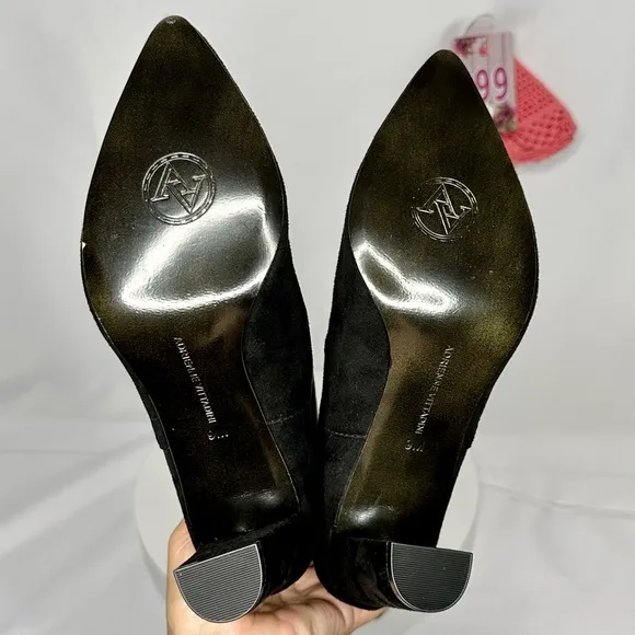 NW/OT Adrienne Vittadini Nanni Pointed Toe Suede Black Dress Boots Size 9