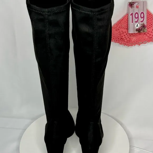NW/OT Adrienne Vittadini Nanni Pointed Toe Suede Black Dress Boots Size 9