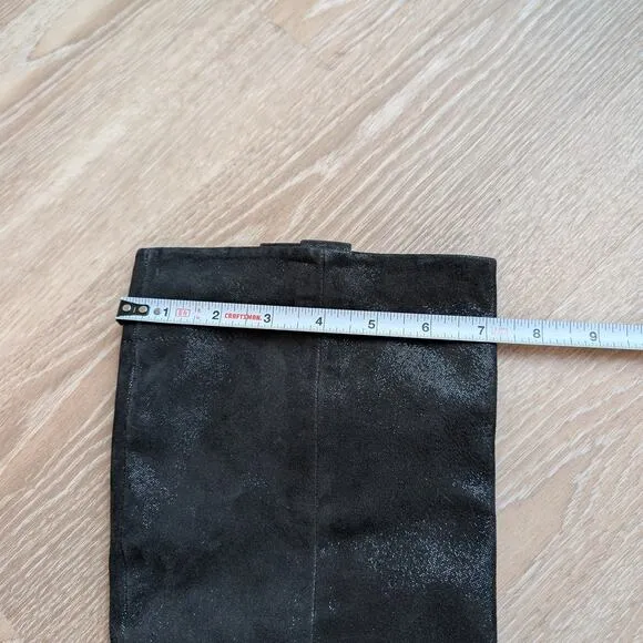 NWOT AGL Black Suede Leather Pull On Knee-high Boots, size EU 38.5/US 8.5