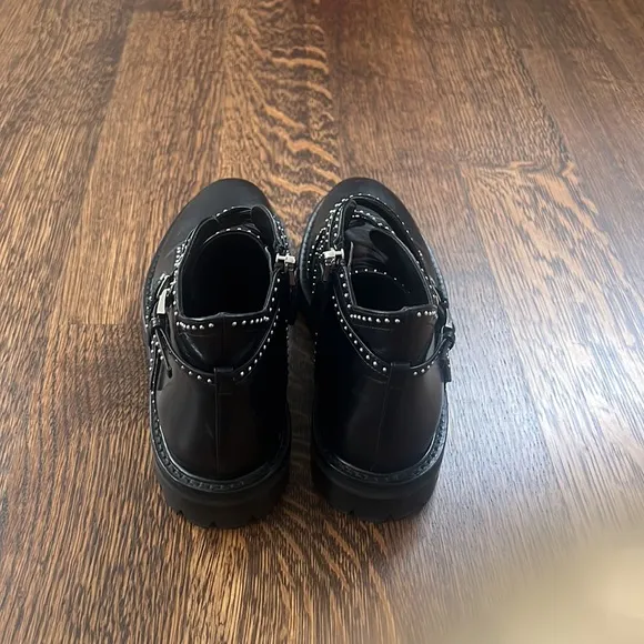 NWOT Alaia black leather studded boots, 38 1/2