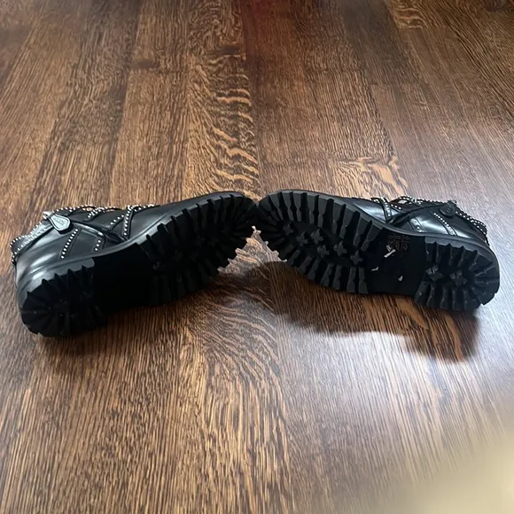 NWOT Alaia black leather studded boots, 38 1/2