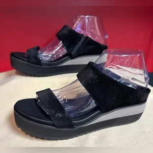 NWOT Antelope Black Suede Platform Sandals Women’s US Sz 8-8.5 EU Sz 39