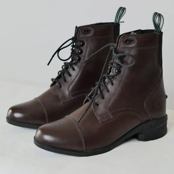 NWOT Ariat Sz 6B IV Heritage Paddock Brown Ankle Boots Combat Leather Lace Up