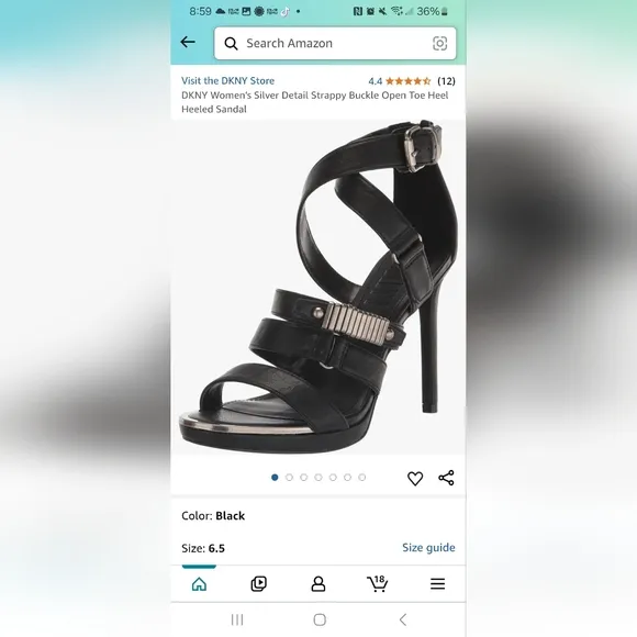 NWOT DKNY Black Strappy Sandals with Chunky Heel and Open Toe – Size 6.5