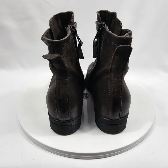 NWOT Miz Mooz Story Ash Ankle Boots Booties Zipper Heel Leather Gray 36 5.5 6