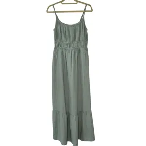 NWOT Pact 100% Organic Cotton Coastal Double Gauze Cami Maxi Dress Agave Green S