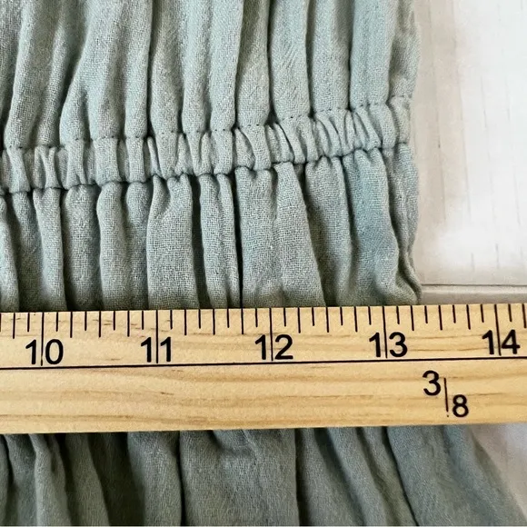 NWOT Pact 100% Organic Cotton Coastal Double Gauze Cami Maxi Dress Agave Green S