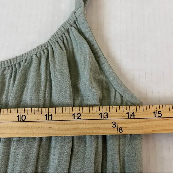 NWOT Pact 100% Organic Cotton Coastal Double Gauze Cami Maxi Dress Agave Green S
