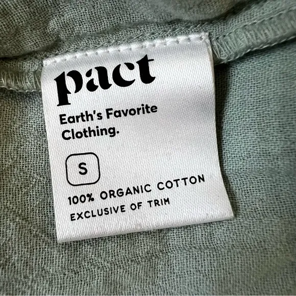 NWOT Pact 100% Organic Cotton Coastal Double Gauze Cami Maxi Dress Agave Green S