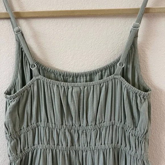 NWOT Pact 100% Organic Cotton Coastal Double Gauze Cami Maxi Dress Agave Green S
