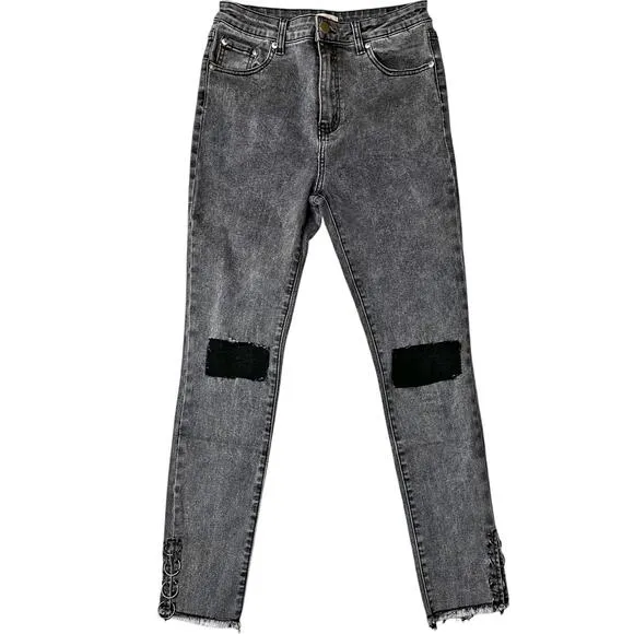 NWOT POL Grey Ripped Skinny Ankle Jeans Women’s S