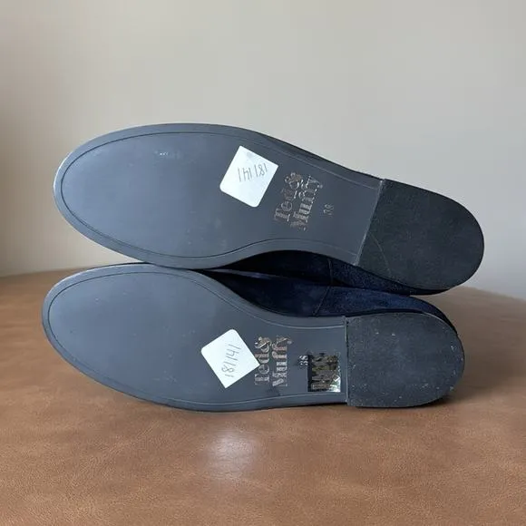 NWOT TED &amp; MUFFY SUEDE LEATHER BOOTS SIZE 38 / 7.5 NAVY BLUE