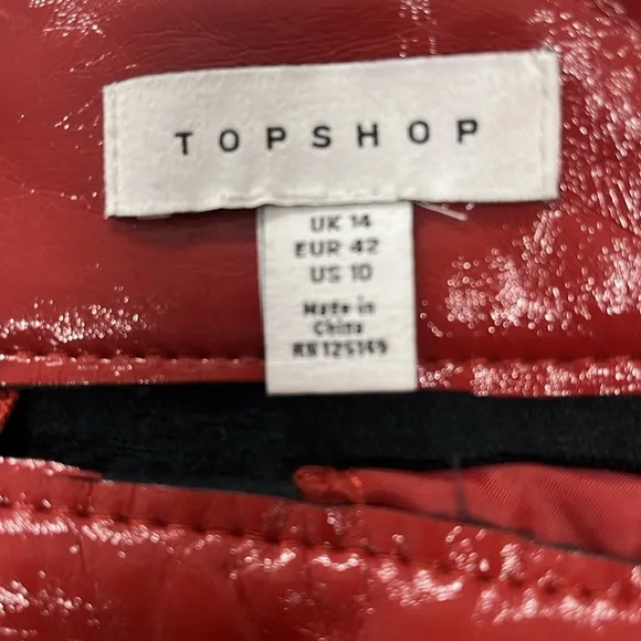 NWOT TOPSHOP Vegan Patent Leather Skirt