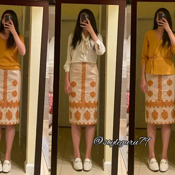 NWT, Anthropologie Verona Embroidered Pencil Skirt
