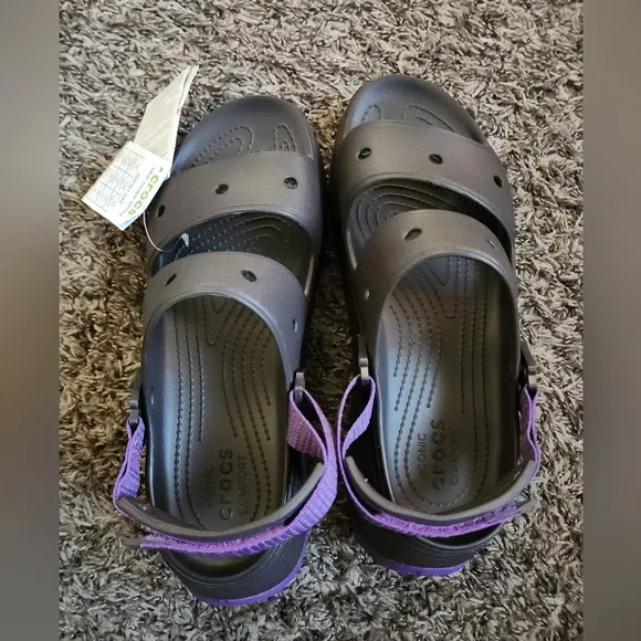 NWT Crocs Hiker Xscape Espresso/Purpl e Hiking Sandals M9 W11