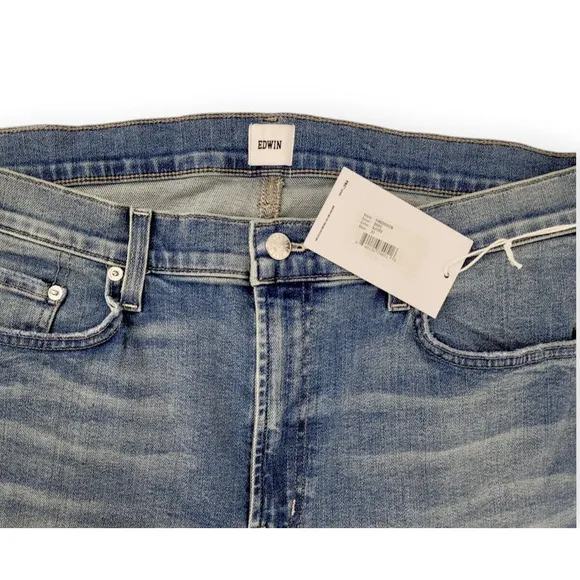 NWT EDWIN Bree Slim Skinny Med Light Wash Straight Jeans Womens Size 33 USA Made
