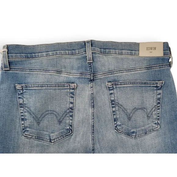 NWT EDWIN Bree Slim Skinny Med Light Wash Straight Jeans Womens Size 33 USA Made
