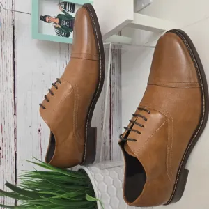 NWT Enzo Feldini Cognac Brown Leather Casual Dress Shoes Size 12