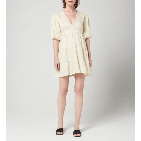 Nwt Faithfull the Brand Elmiya Linen Mini Dress Size 4