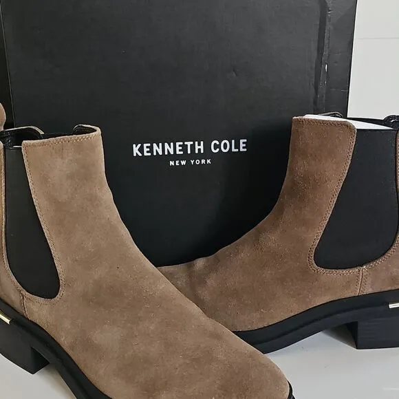 NWT Kenneth New York, Cole Lina 2.0 Chelsea Boot, Dark Taupe, Size 10