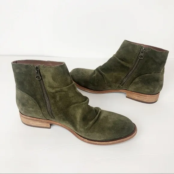 NWT Kork-Ease Giba Green Suede Slouchy Ankle Boots