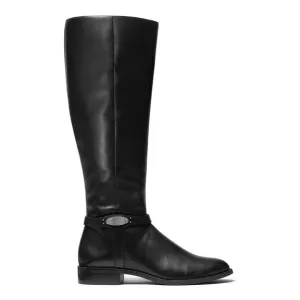 NWT MICHAEL KORS Womens Black Round Toe Stacked Heel Zip-Up Leather Boots 5 M