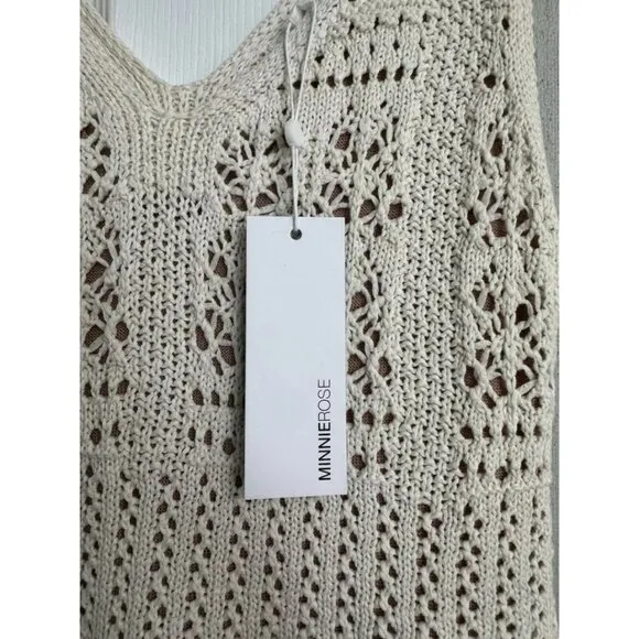 NWT Minnie Rose Cotton Sleeveless Open Stitch Dress Size Medium