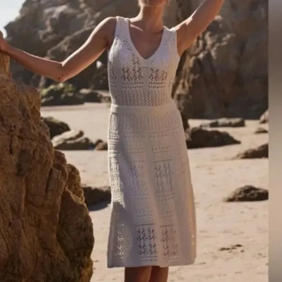NWT Minnie Rose Cotton Sleeveless Open Stitch Dress Size Medium