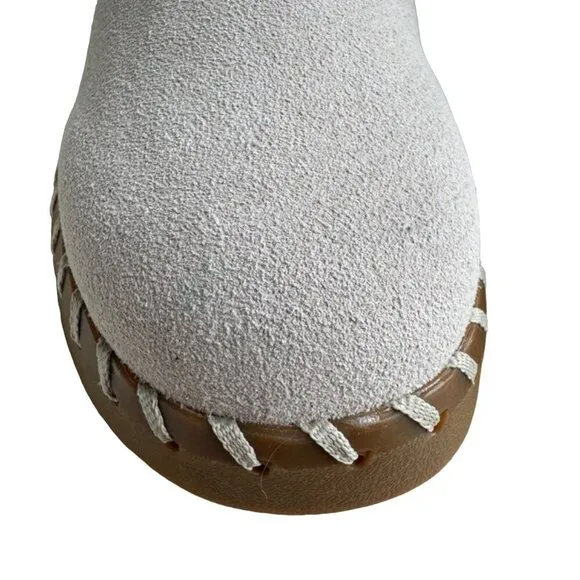 NWT Mukluks Convertible Ivory Suede Fleece Lined Boots Sz 8