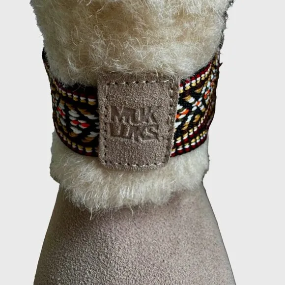 NWT Mukluks Convertible Ivory Suede Fleece Lined Boots Sz 8