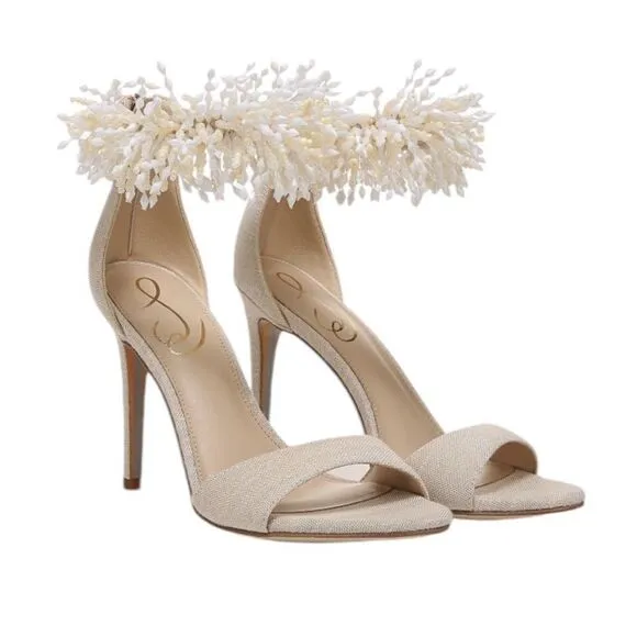 NWT SAM EDELMAN GILLIE ANKLE STRAP SANDAL HEELS WOMENS SIZE 7/8/9 *SPARKLY*
