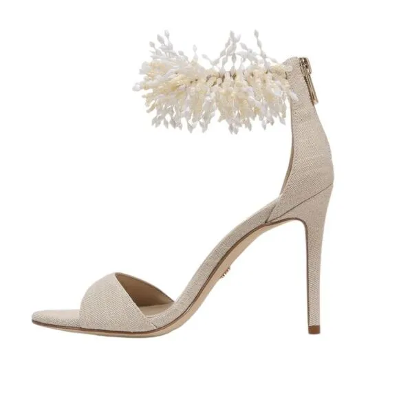 NWT SAM EDELMAN GILLIE ANKLE STRAP SANDAL HEELS WOMENS SIZE 7/8/9 *SPARKLY*