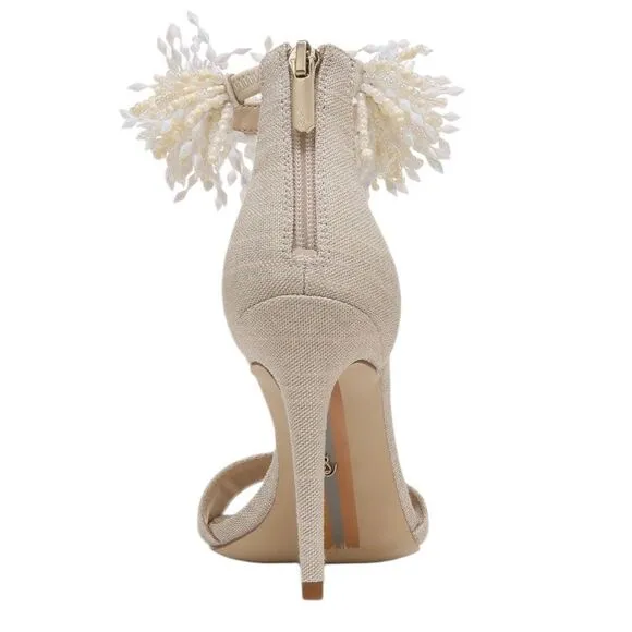 NWT SAM EDELMAN GILLIE ANKLE STRAP SANDAL HEELS WOMENS SIZE 7/8/9 *SPARKLY*